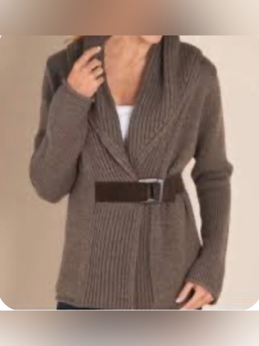 Soft Surroundings Wool Blend Shawl Collar Open Front Cardigan Sweater Medium